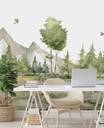 cute woodland animal wallpaper mural