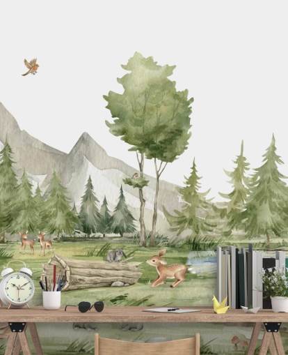 cute woodland animal wallpaper mural
