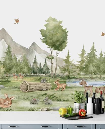 cute woodland animal wallpaper mural