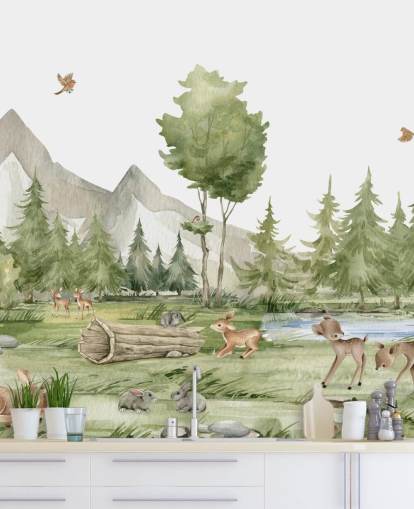 cute woodland animal wallpaper mural