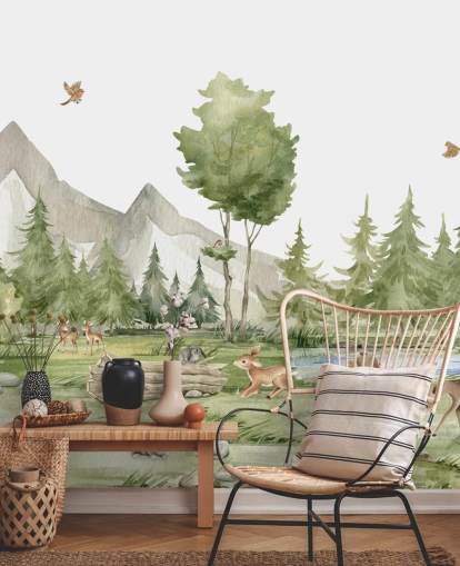 cute woodland animal wallpaper mural