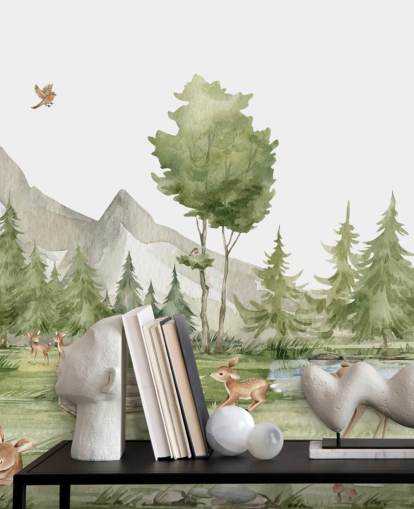 cute woodland animal wallpaper mural