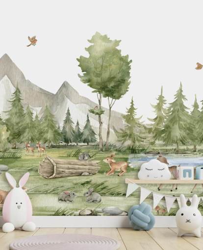 cute woodland animal wallpaper mural