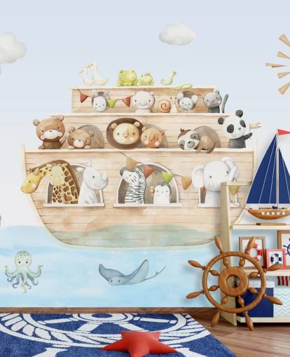 papier peint mural animalier Noah Ark