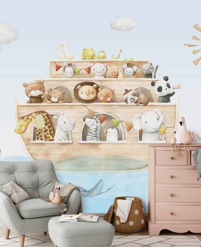 papier peint mural animalier Noah Ark