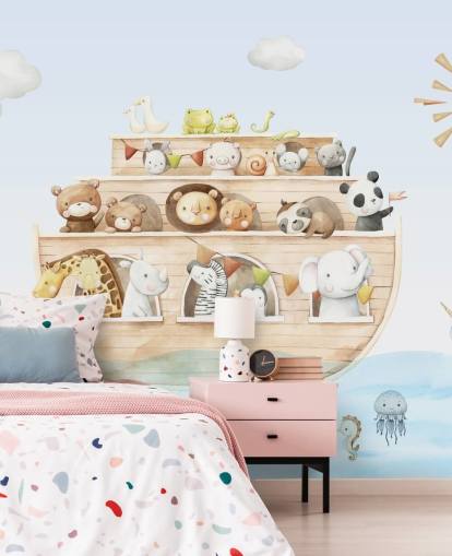 noahs ark dyretapet vægmaleri