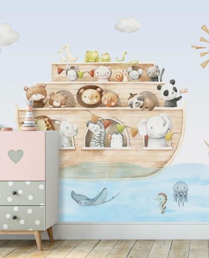 noahs ark eläin tapetti seinämaalaus noahs ark eläin tapetti seinämaalaus