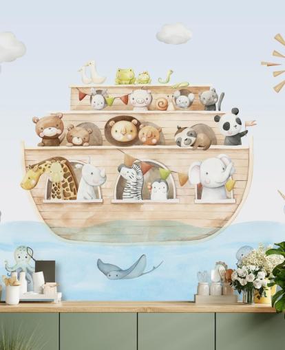 noahs ark animal wallpaper mural