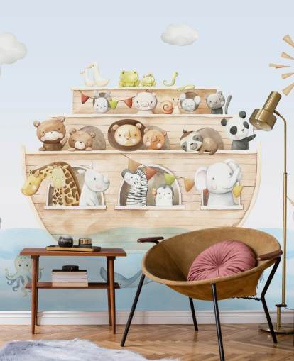 noahs ark animal wallpaper mural
