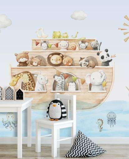 Tapeten-Wandbild mit Tiermotiv in der Arche Noah