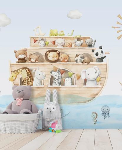 noahs ark eläin tapetti seinämaalaus noahs ark eläin tapetti seinämaalaus
