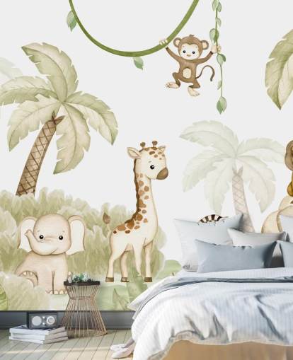 cute safari animal wallpaper mural