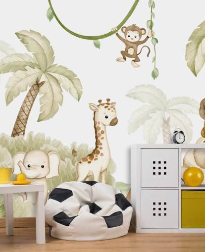 cute safari animal wallpaper mural