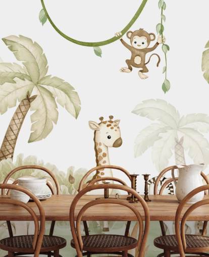 bonito mural de papel pintado de animales de safari