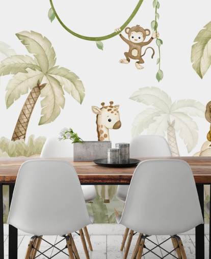 cute safari animal wallpaper mural