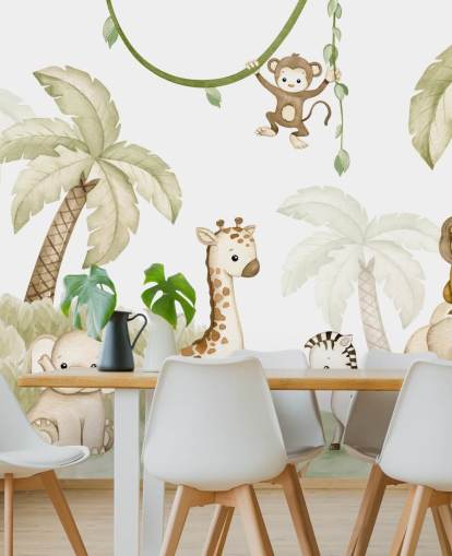 söpö safari eläin tapetti seinämaalaus