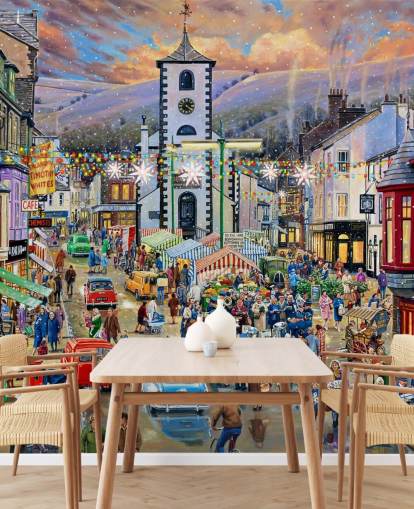 mural de pared del mercado navideño de Keswick mural de pared del mercado navideño de Keswick