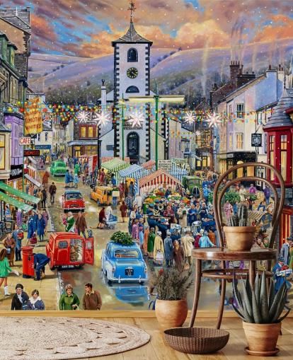 mural de parede do mercado de natal de keswick