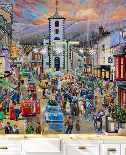 fresque murale du marché de Noël de Keswick fresque murale du marché de Noël de Keswick