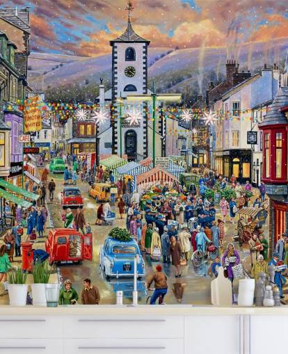 mural de parede do mercado de natal de keswick