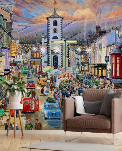 mural de parede do mercado de natal de keswick