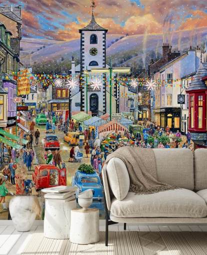 fresque murale du marché de Noël de Keswick fresque murale du marché de Noël de Keswick