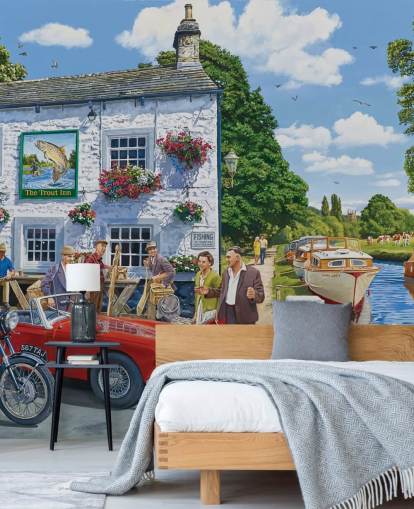 vanha seinämaalaus pubilla ja kanavalla vanha seinämaalaus pubilla ja kanavalla