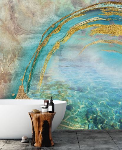 abstract blue wall mural