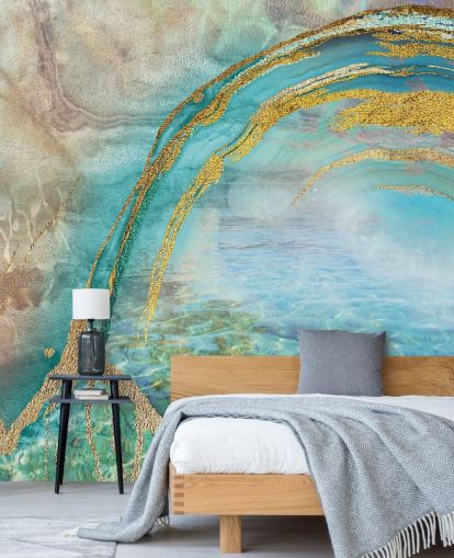 abstract blue wall mural