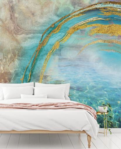 fresque murale bleue abstraite