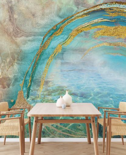 abstract blue wall mural