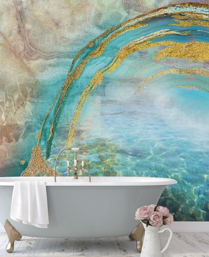 abstract blue wall mural