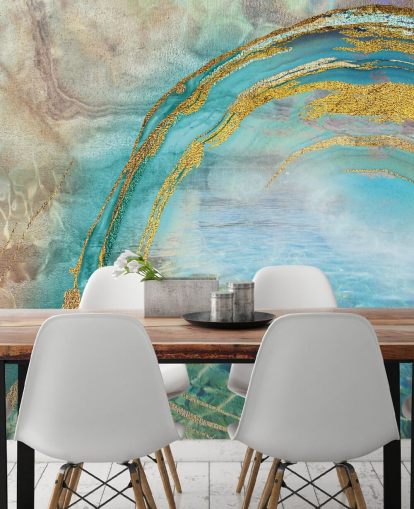 abstract blue wall mural