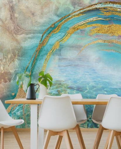 fresque murale bleue abstraite