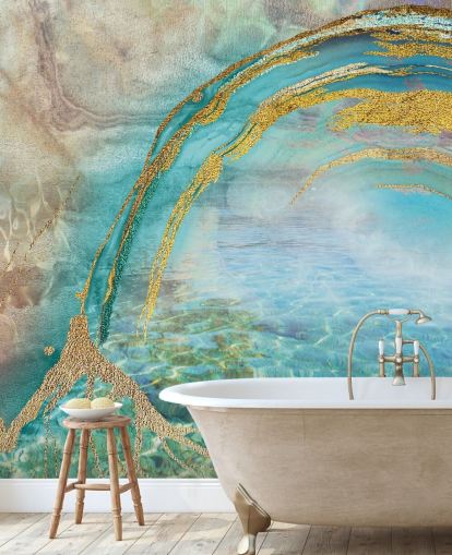 abstract blue wall mural