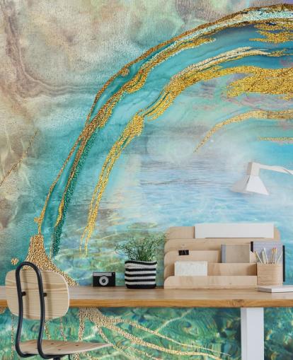 abstract blue wall mural