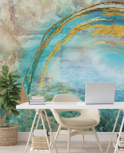 abstract blue wall mural