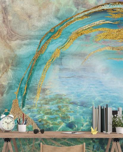 abstract blue wall mural