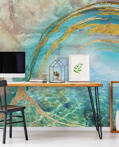 abstract blue wall mural