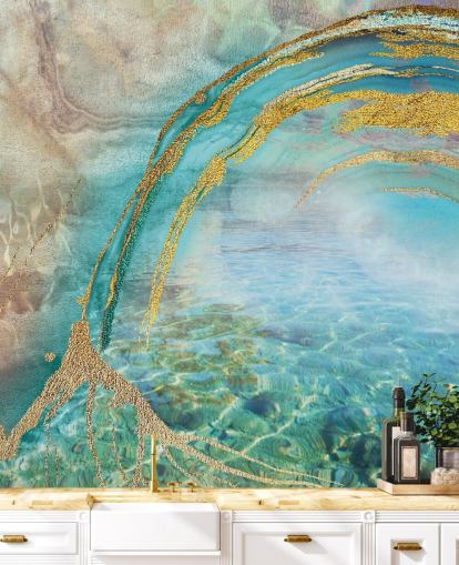 fresque murale bleue abstraite