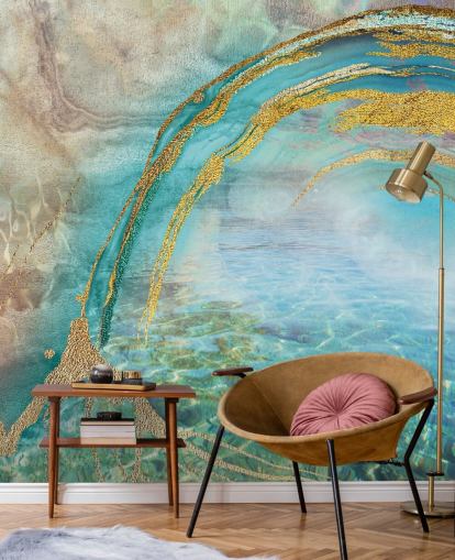 abstract blue wall mural