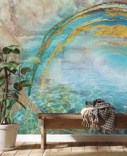 abstract blue wall mural