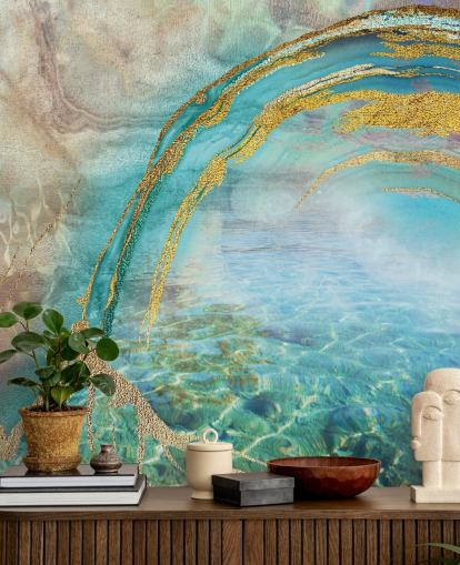 abstract blue wall mural