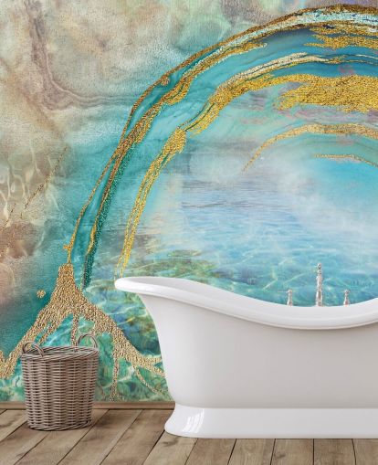 abstract blue wall mural