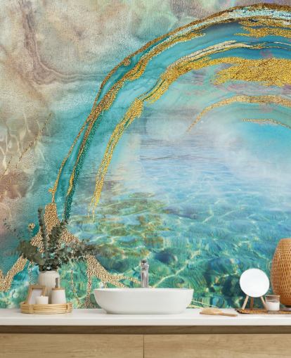 abstract blue wall mural