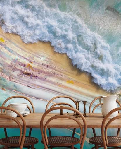 abstracte zee- en geodemuurschildering