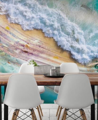 abstract sea and geode mural