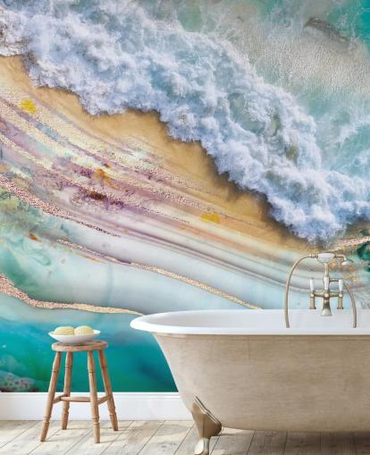 murale astratto con mare e geode