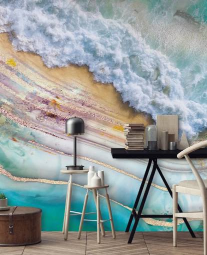 abstract sea and geode mural abstract sea and geode mural