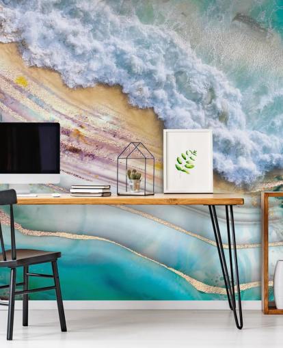 murale astratto con mare e geode